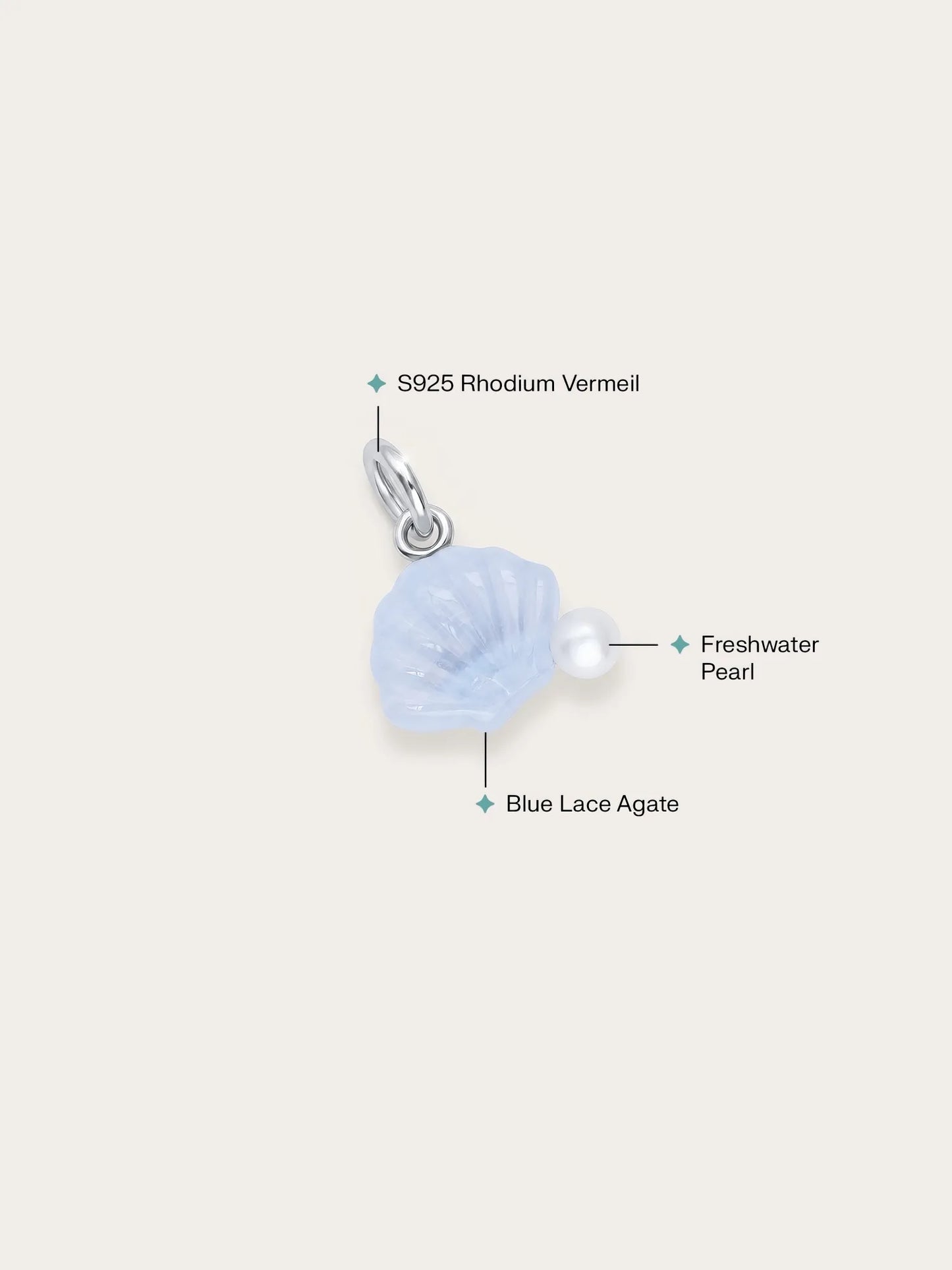 Puffy Seashell Charm – Blue Lace Agate