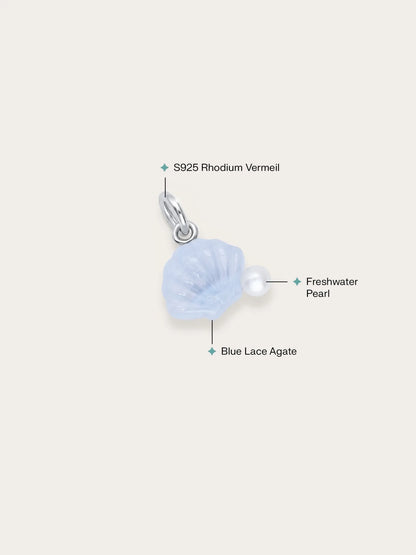 Puffy Seashell Charm – Blue Lace Agate