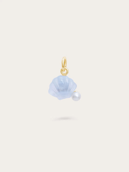 Puffy Seashell Charm – Blue Lace Agate