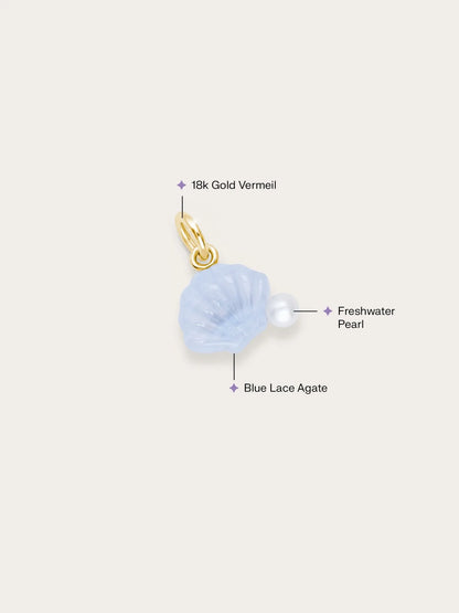 Puffy Seashell Charm – Blue Lace Agate