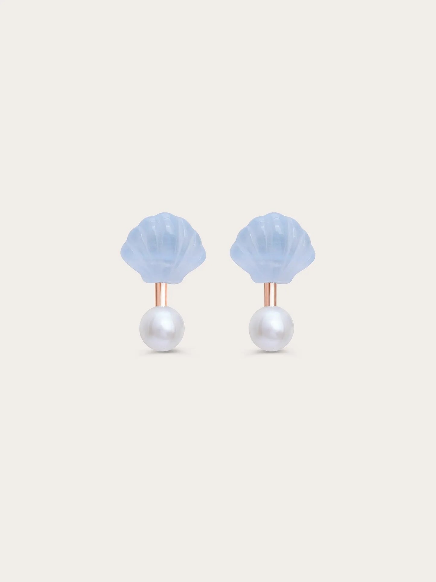 Puffy Seashell Ear Jacket Earrings – Blue Lace Agate