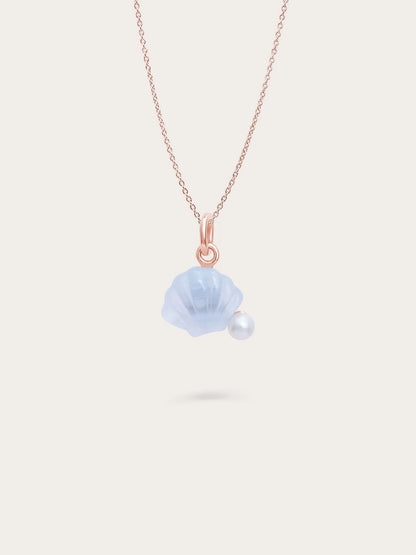 Puffy Seashell Necklace – Blue Lace Agate