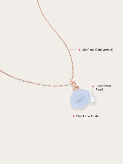 Puffy Seashell Necklace – Blue Lace Agate