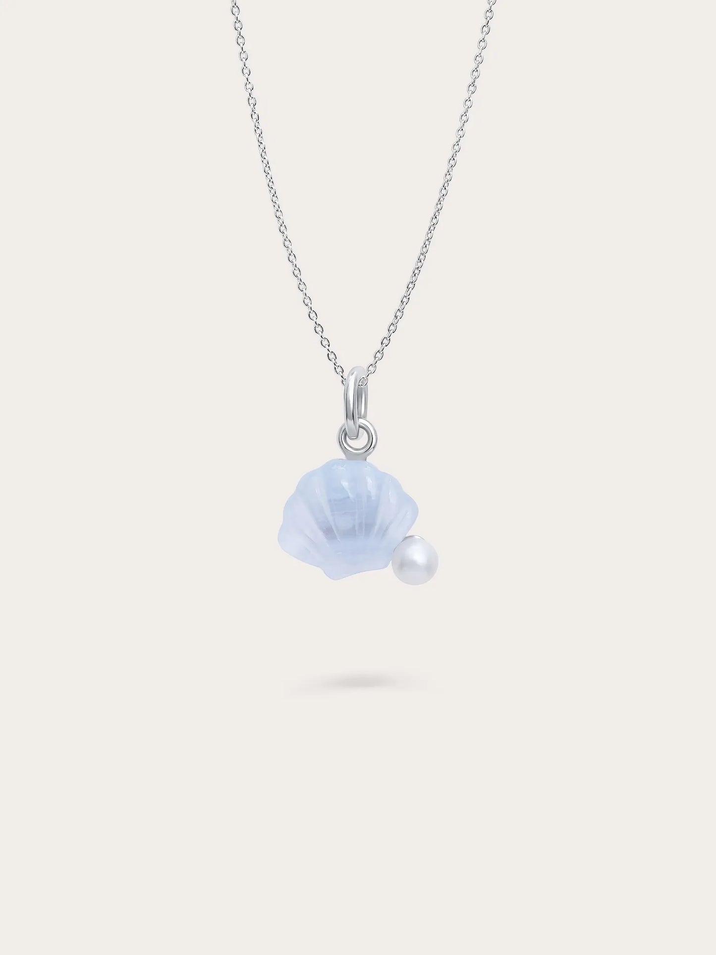 Puffy Seashell Necklace – Blue Lace Agate