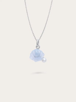 Puffy Seashell Necklace – Blue Lace Agate