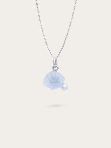 Puffy Seashell Necklace – Blue Lace Agate