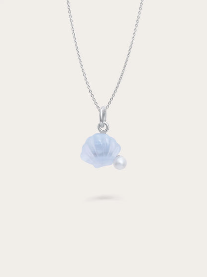 Puffy Seashell Necklace – Blue Lace Agate