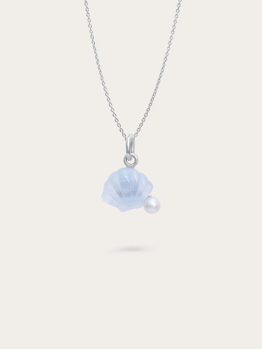 Puffy Seashell Necklace – Blue Lace Agate