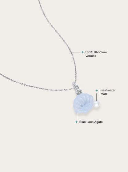 Puffy Seashell Necklace – Blue Lace Agate