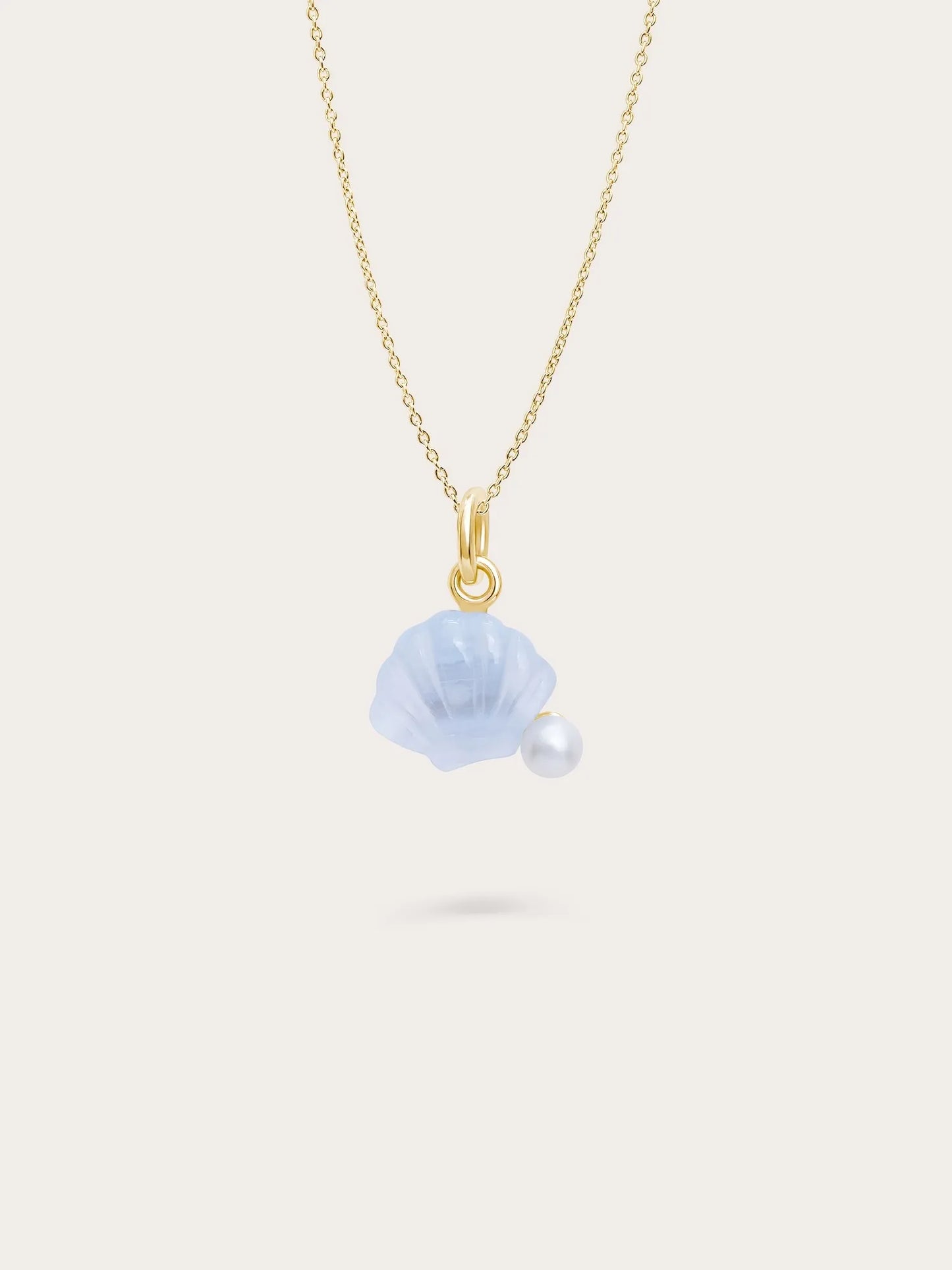 Puffy Seashell Necklace – Blue Lace Agate