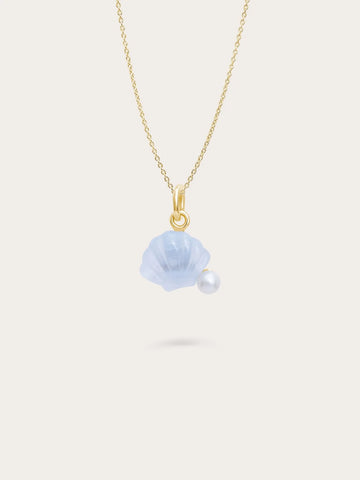 Puffy Seashell Necklace – Blue Lace Agate