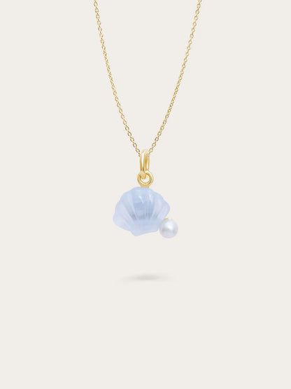 Puffy Seashell Necklace – Blue Lace Agate