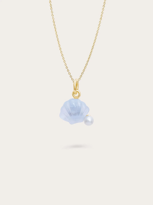 Puffy Seashell Necklace – Blue Lace Agate