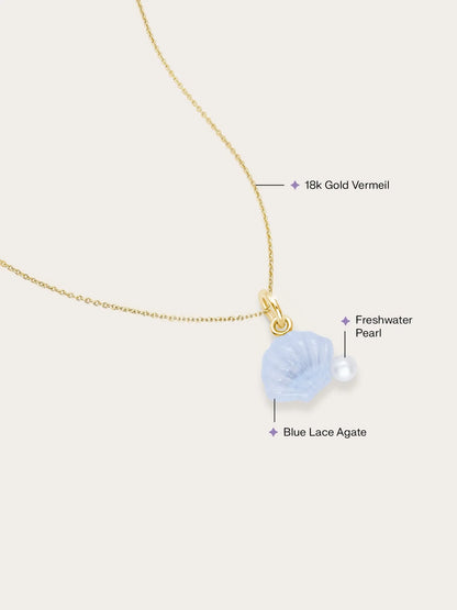 Puffy Seashell Necklace – Blue Lace Agate