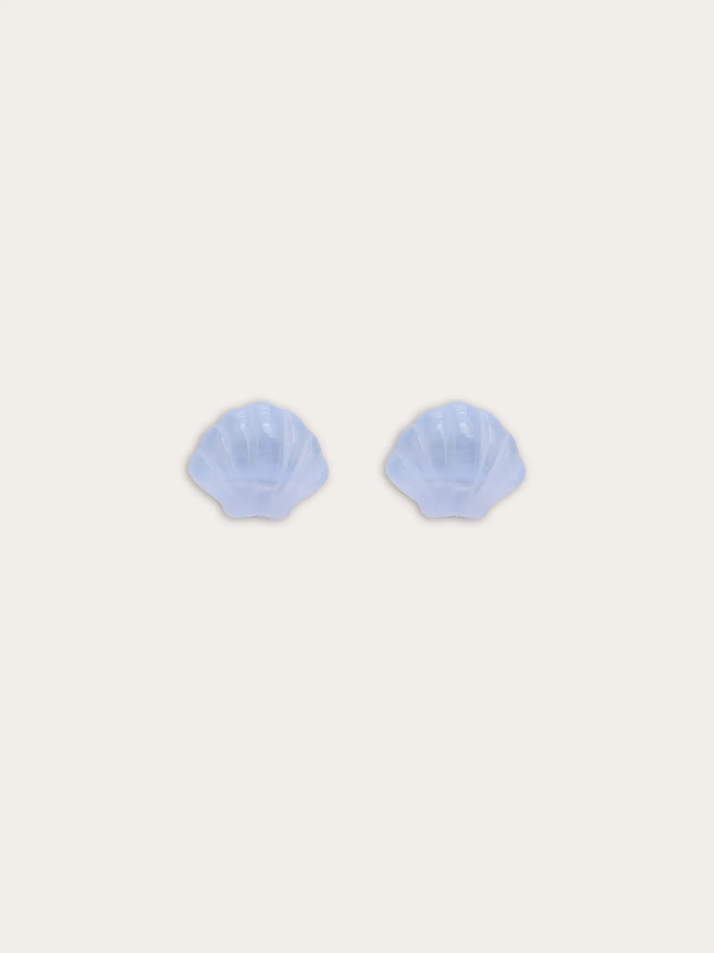 Puffy Seashell Stud Earrings – Blue Lace Agate