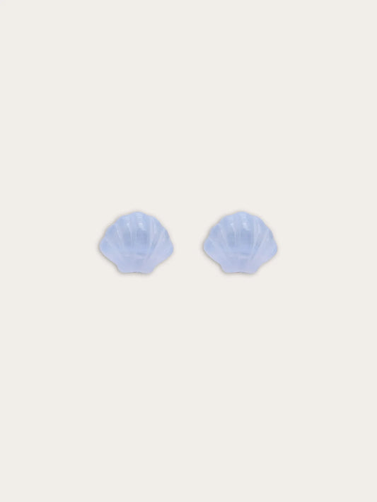 Puffy Seashell Stud Earrings – Blue Lace Agate
