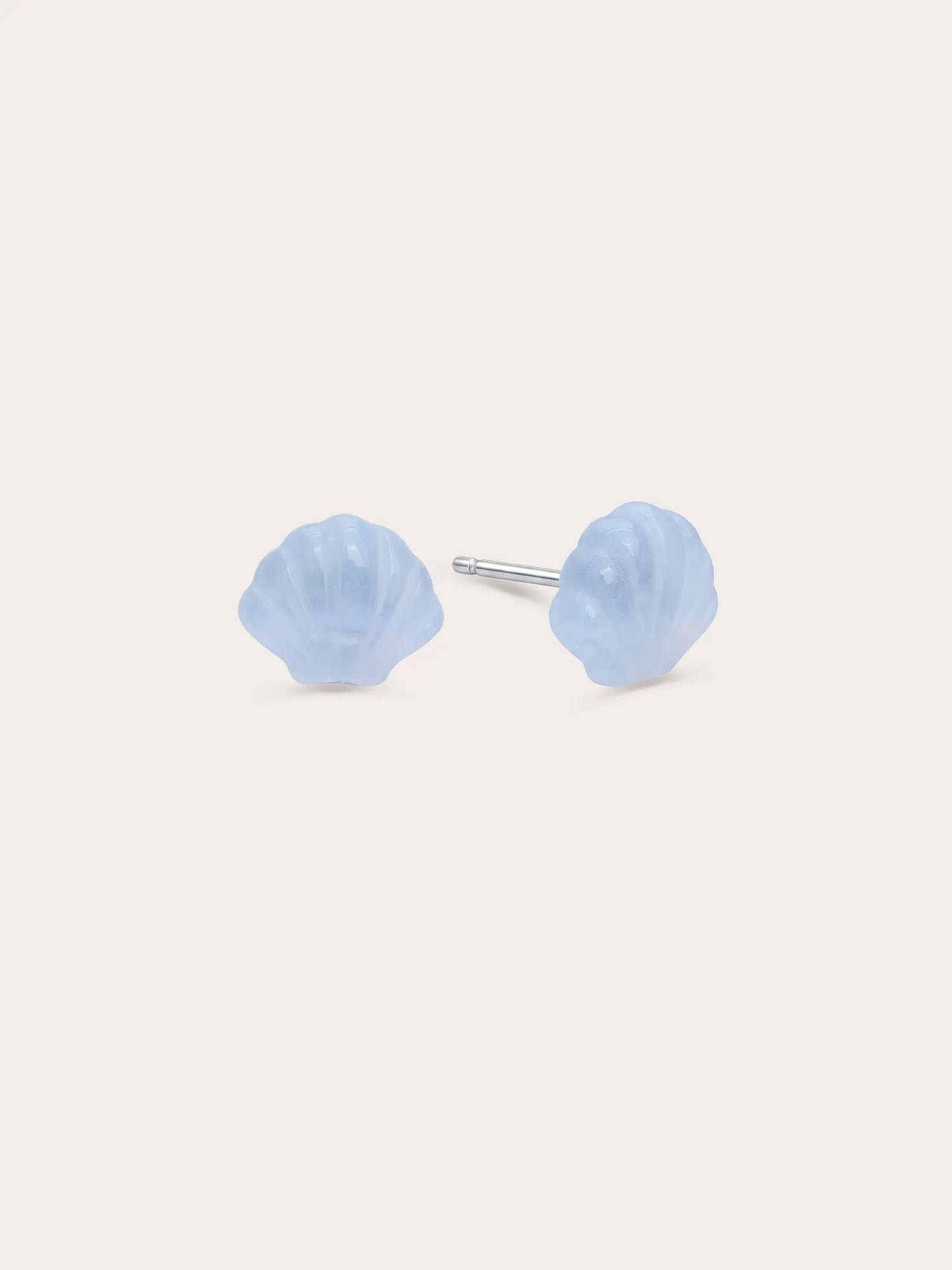 Puffy Seashell Stud Earrings – Blue Lace Agate