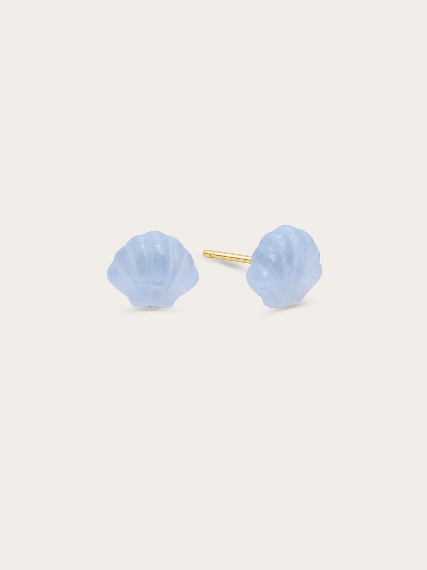 Puffy Seashell Stud Earrings – Blue Lace Agate