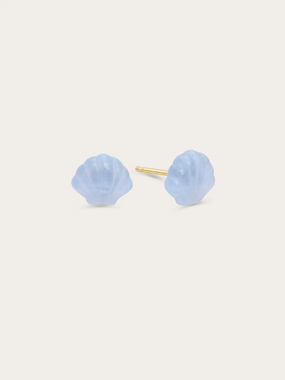 Puffy Seashell Ear Jacket Earrings – Blue Lace Agate