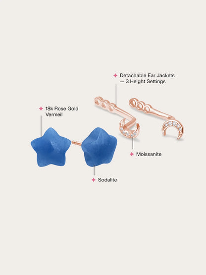 Puffy Star Ear Jacket Earrings – Sodalite