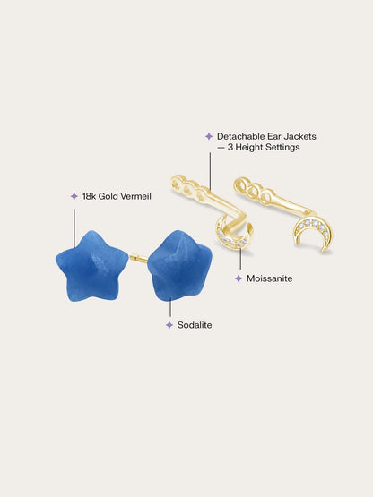 Puffy Star Ear Jacket Earrings – Sodalite