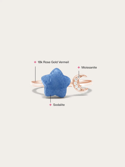 Puffy Star Open Ring – Sodalite