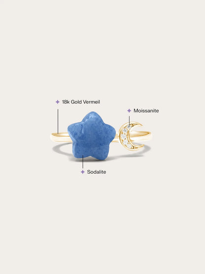 Puffy Star Open Ring – Sodalite
