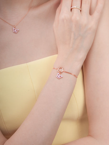Purple Butterfly Charm Reversible Enamel Moissanite 18K Rose Gold (1) – Mondays Made Flower & Birthstone Jewelry Singapore
