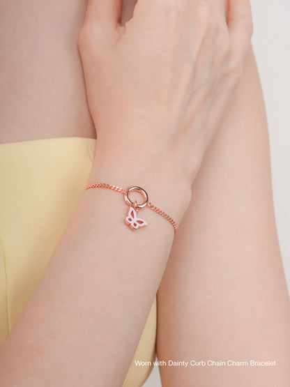Purple Butterfly Charm Reversible Enamel Moissanite 18K Rose Gold Worn With – Mondays Made Flower & Birthstone Jewelry Singapore