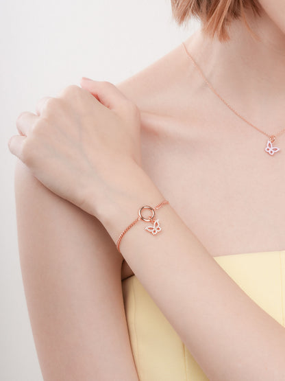 Purple Butterfly Charm Reversible Enamel Moissanite 18K Rose Gold (2) – Mondays Made Flower & Birthstone Jewelry Singapore