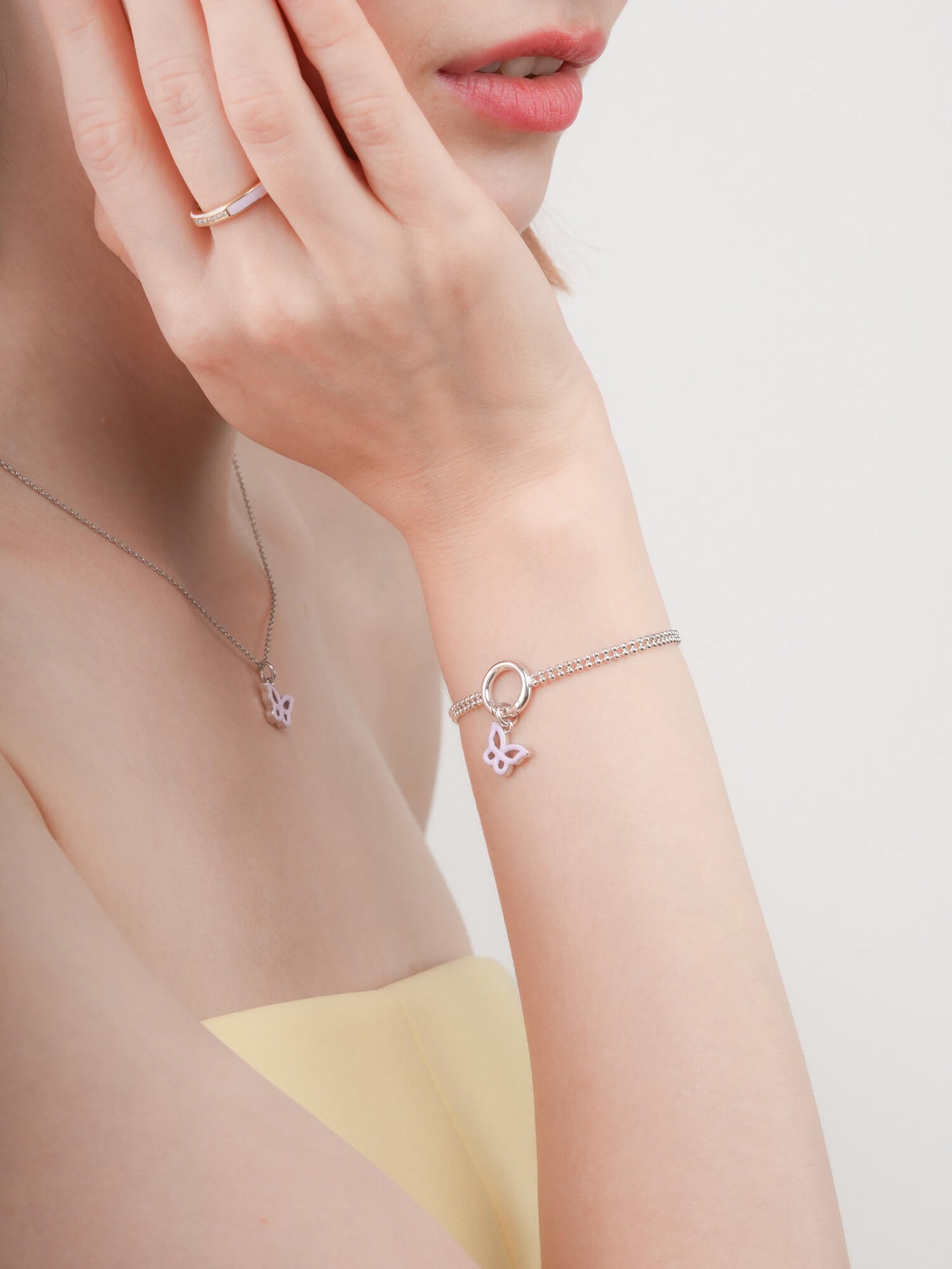 Purple Butterfly Charm - Reversible Enamel Moissanite