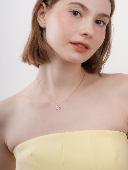 Purple Butterfly Necklace Reversible Enamel Moissanite 18K Rose Gold (1) – Mondays Made Flower & Birthstone Jewelry Singapore