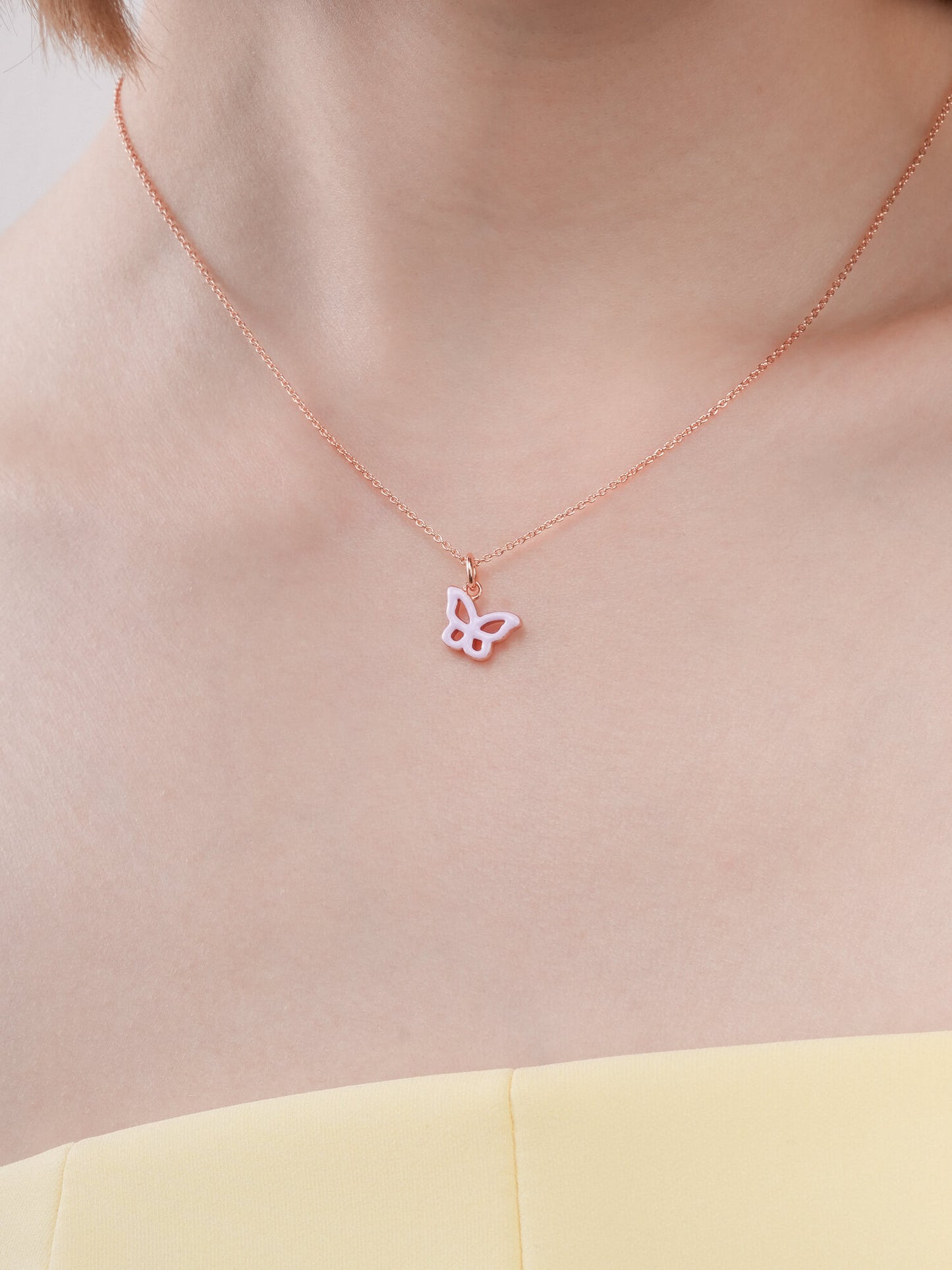Purple Butterfly Necklace - Reversible Enamel Moissanite