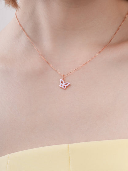 Purple Butterfly Necklace Reversible Enamel Moissanite 18K Rose Gold (2) – Mondays Made Flower & Birthstone Jewelry Singapore