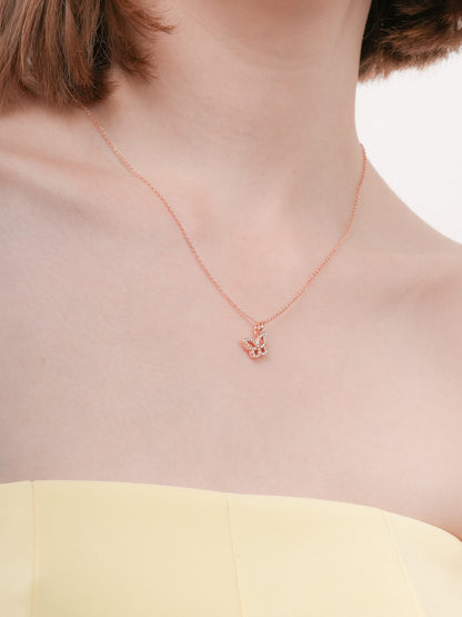 Purple Butterfly Necklace Reversible Enamel Moissanite 18K Rose Gold (3) – Mondays Made Flower & Birthstone Jewelry Singapore