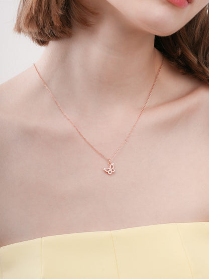 Purple Butterfly Necklace Reversible Enamel Moissanite 18K Rose Gold (4) – Mondays Made Flower & Birthstone Jewelry Singapore