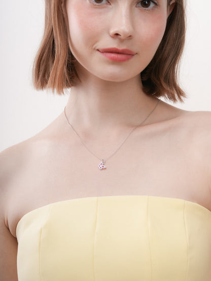 Purple Butterfly Necklace Reversible Enamel Moissanite S925 Silver Rhodium (1) – Mondays Made Flower & Birthstone Jewelry Singapore