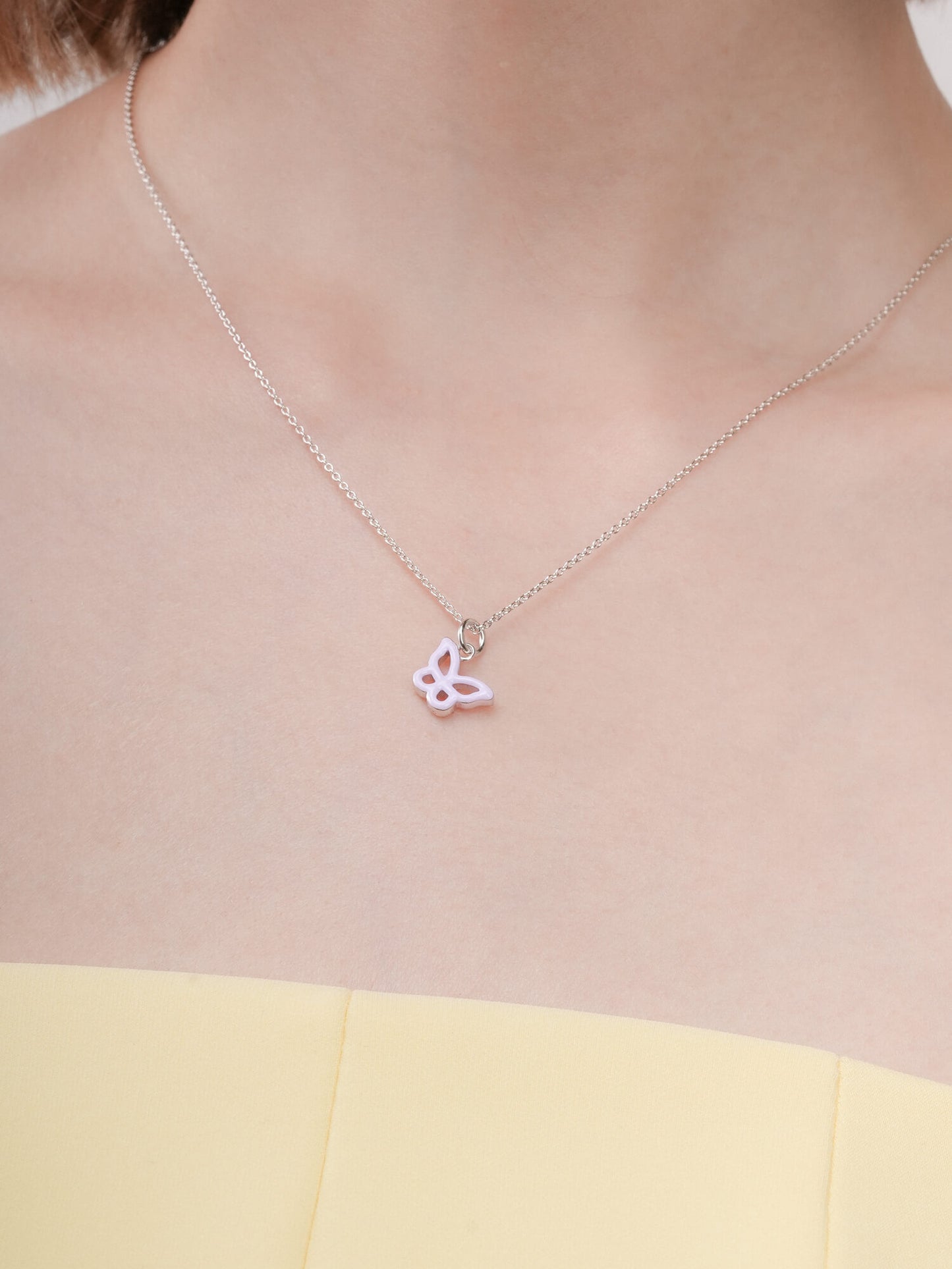 Purple Butterfly Necklace - Reversible Enamel Moissanite