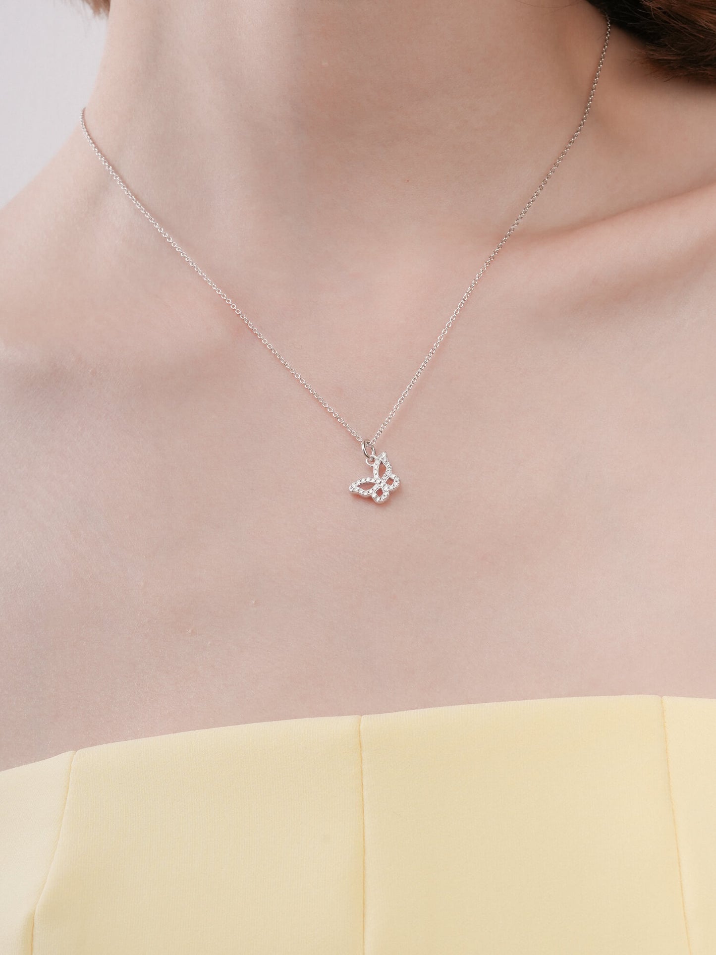 Purple Butterfly Necklace - Reversible Enamel Moissanite