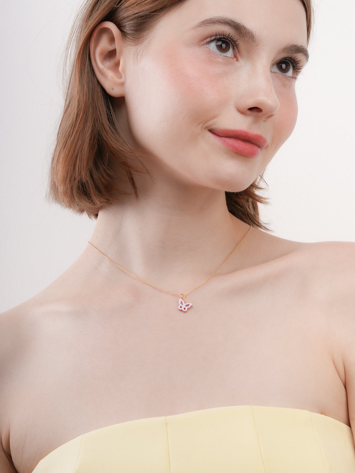 Purple Butterfly Necklace - Reversible Enamel Moissanite