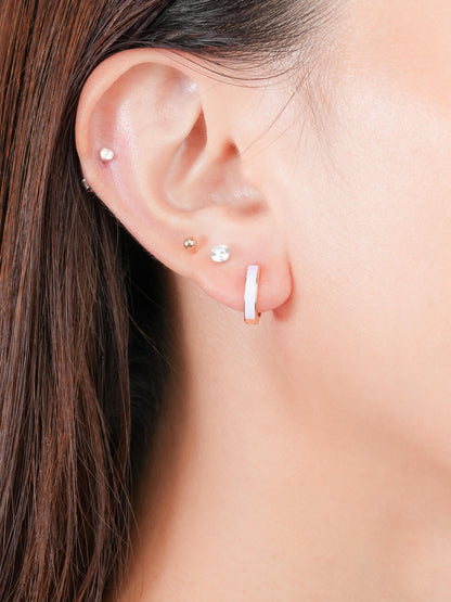 Purple Enamel Moissanite Huggie Earrings Reversible (2) – Mondays Made Flower & Birthstone Jewelry Singapore