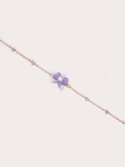 Purple Orchid Bracelet Amethyst 18K Rose Gold (1) – Mondays Made Flower & Birthstone Jewelry Singapore