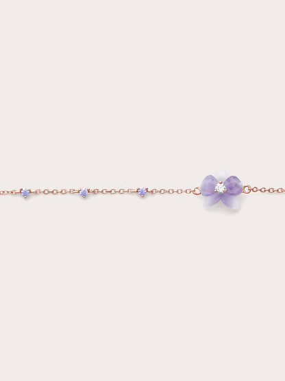 Purple Orchid Bracelet Amethyst 18K Rose Gold (3) – Mondays Made Flower & Birthstone Jewelry Singapore