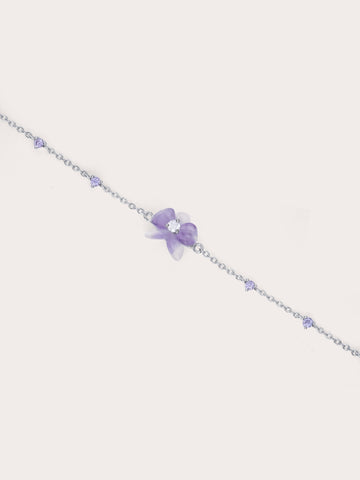 Purple Orchid Bracelet Amethyst S925 Silver Rhodium (1) – Mondays Made Flower & Birthstone Jewelry Singapore