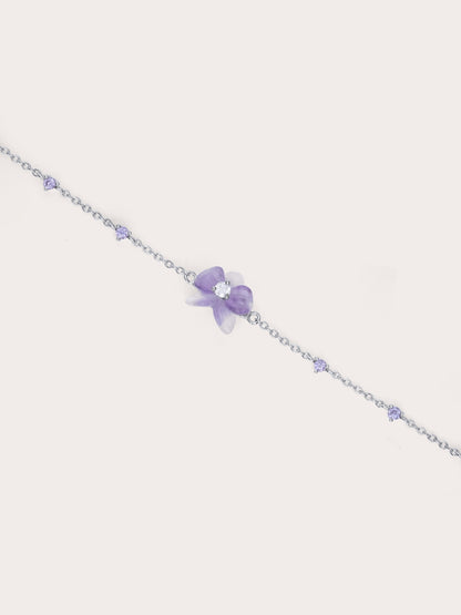 Purple Orchid Bracelet Amethyst S925 Silver Rhodium (1) – Mondays Made Flower & Birthstone Jewelry Singapore