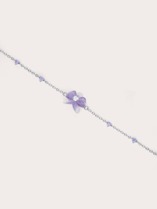 Purple Orchid Bracelet in S925 Rhodium Vermeil from Mondays Made