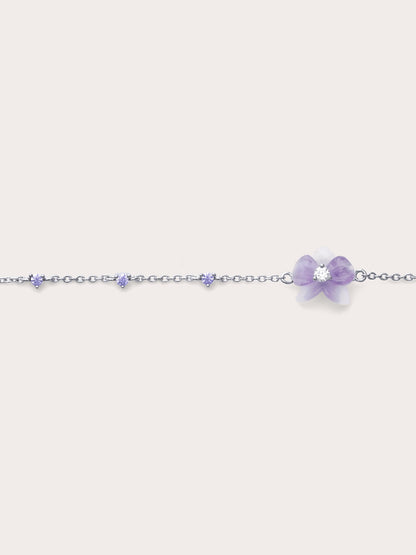 Purple Orchid Bracelet Amethyst S925 Silver Rhodium (3) – Mondays Made Flower & Birthstone Jewelry Singapore