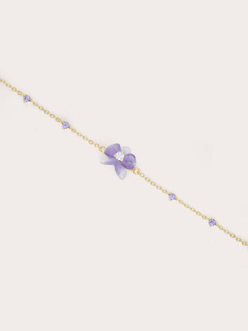 Purple Orchid Bracelet Amethyst 18K Gold (1) – Mondays Made Flower & Birthstone Jewelry Singapore