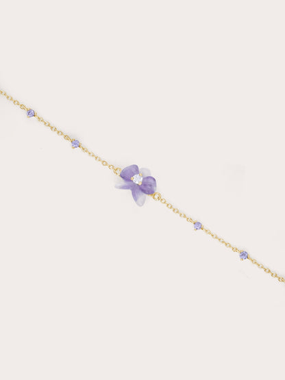 Purple Orchid Bracelet Amethyst 18K Gold (1) – Mondays Made Flower & Birthstone Jewelry Singapore