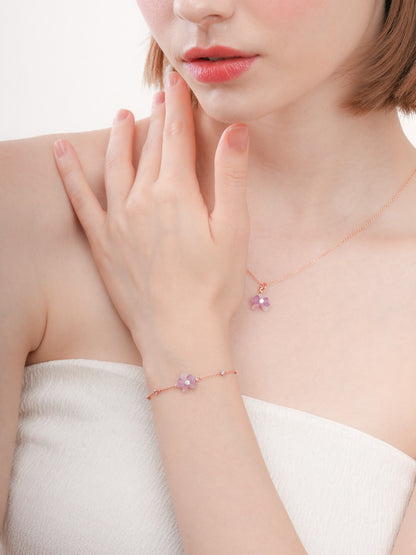 Purple Orchid Bracelet 18K Rose Gold (1) – Mondays Made Flower & Birthstone Jewelry Singapore